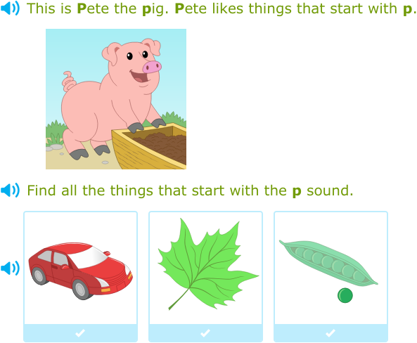 IXL - Find all the words that start with a given sound (Junior infants
