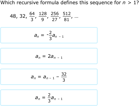 IXL - Find a recursive formula (6th year maths practice)
