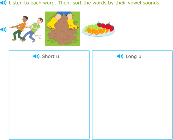 IXL - Sort short and long vowel words (Senior infants English practice)