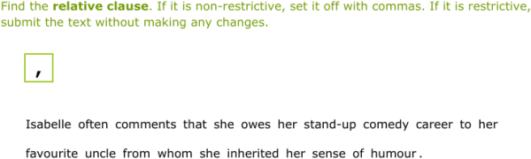 IXL - Commas with non-restrictive elements (6th year English practice)