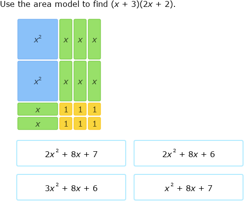IXL - Multiply polynomials using algebra tiles (2nd year maths practice)