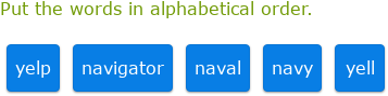 IXL - Order alphabetically: challenge (5th class English practice)