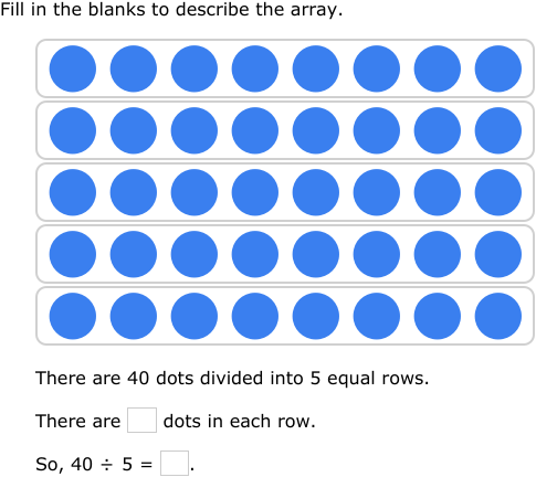 IXL - Write division sentences for arrays (3rd class maths practice)